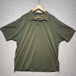 John Henry Mens XXL Olive Green Textured Short Sleeve Polo Shirt Stretch Blend‎